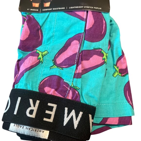 American Eagle Mens Stretch Boxer M Eggplant Print 4" Inseam Lightweight NWT #6 - Picture 2 of 5